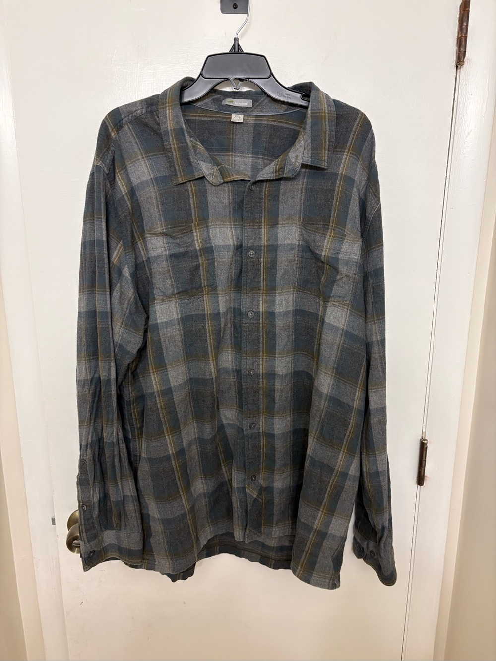 Horny Toad (Toad&Co) Flannagan Organic Cotton Plaid Flannel Shirt Gray Men’s XXL